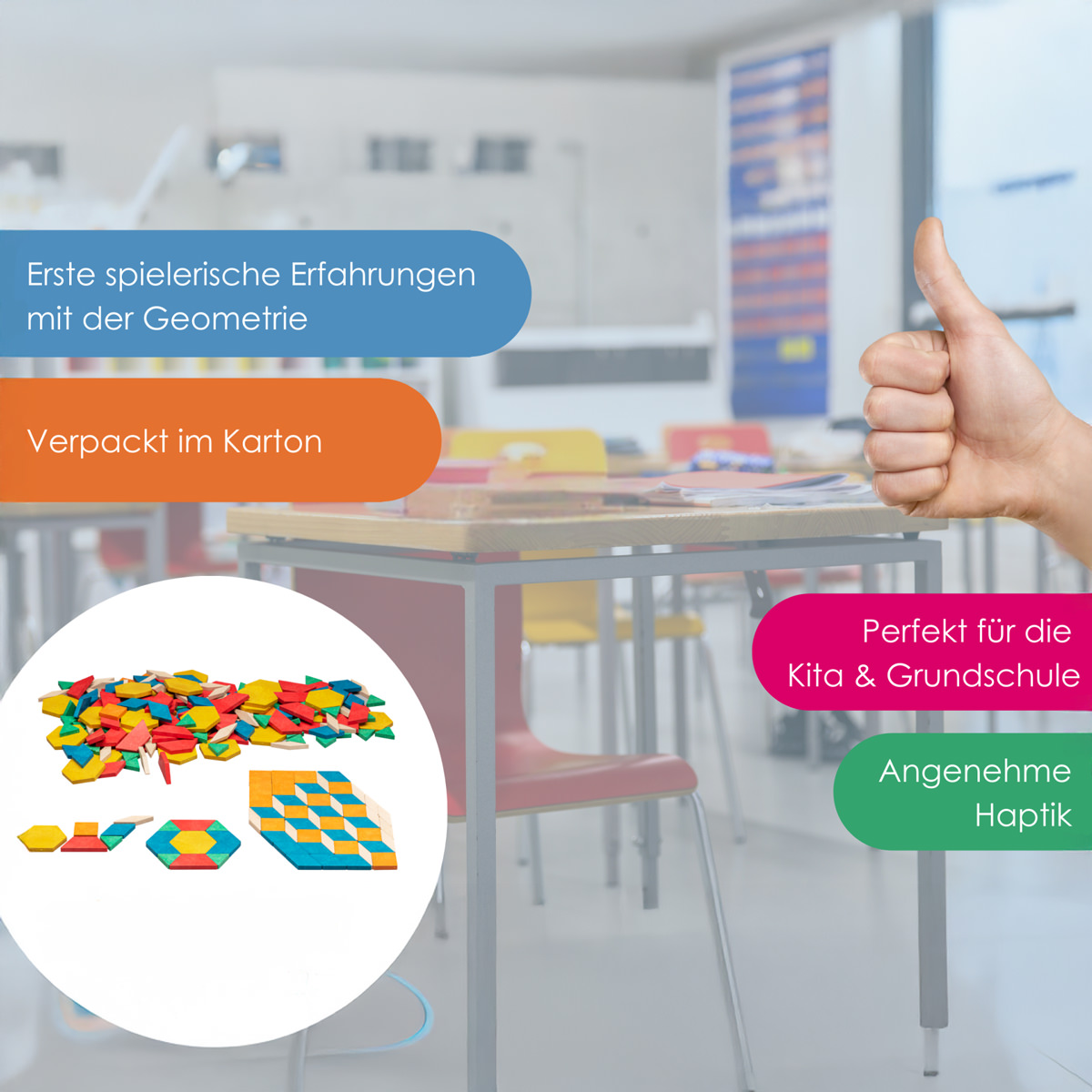 Wissner Geometrische Legeplättchen Pattern Blocks 250-teilig 
