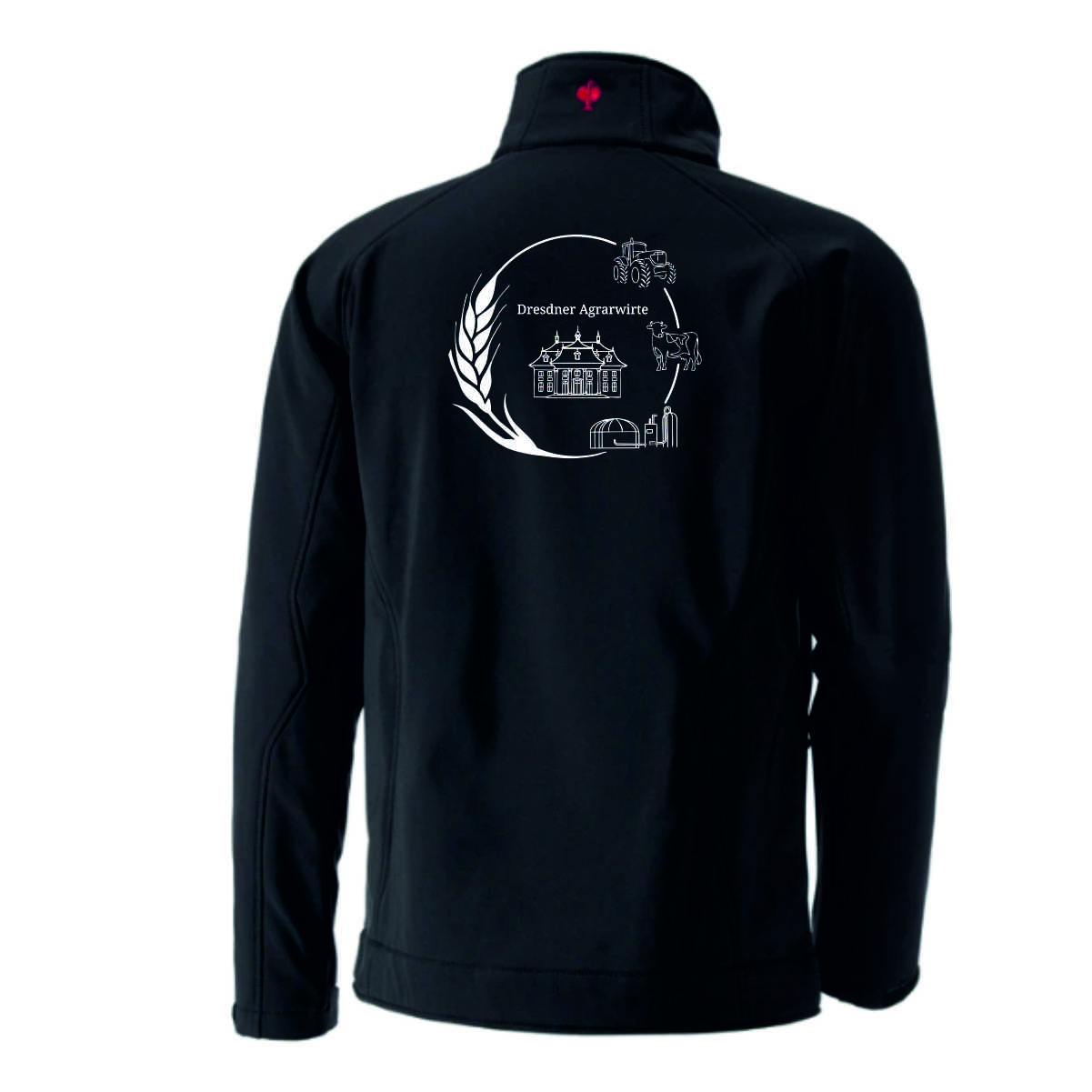 Softshell Jacke dryplexx® softlight schwarz, unisex, Größe M, Stick in weiß auf Brust rechts und Rücken mittig