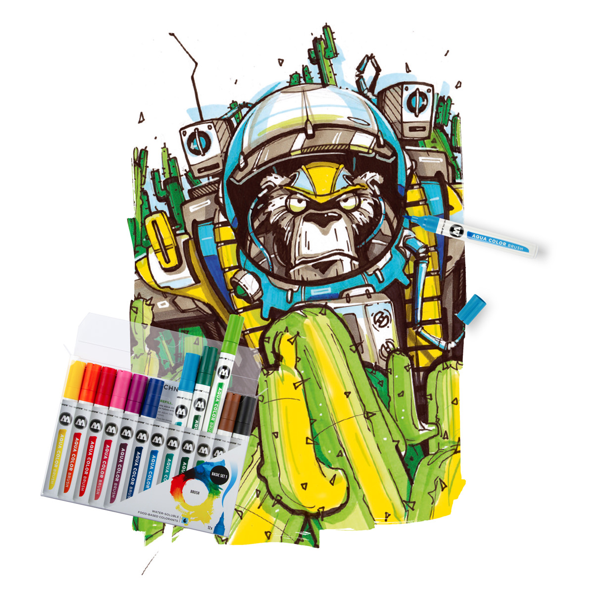 Molotow Marker AQUA COLOR BRUSH 12er Etui, Basic Set 1, sortiert 