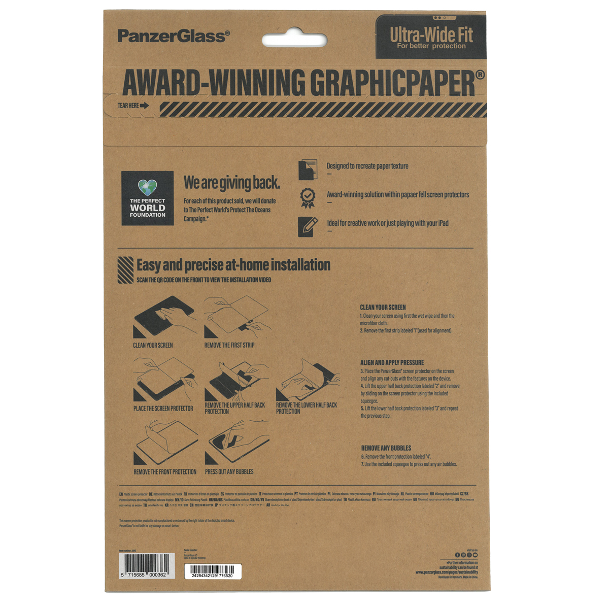 PanzerGlass® GraphicPaper® Screen Protector iPad 10.2'' Ultra Wide Fit 