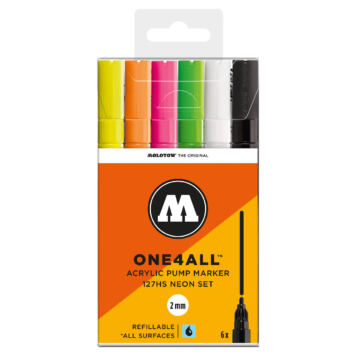 Molotow Acrylmarker ONE4ALL ACRYLIC 127HS 6er Etui, Neon Set, sortiert 