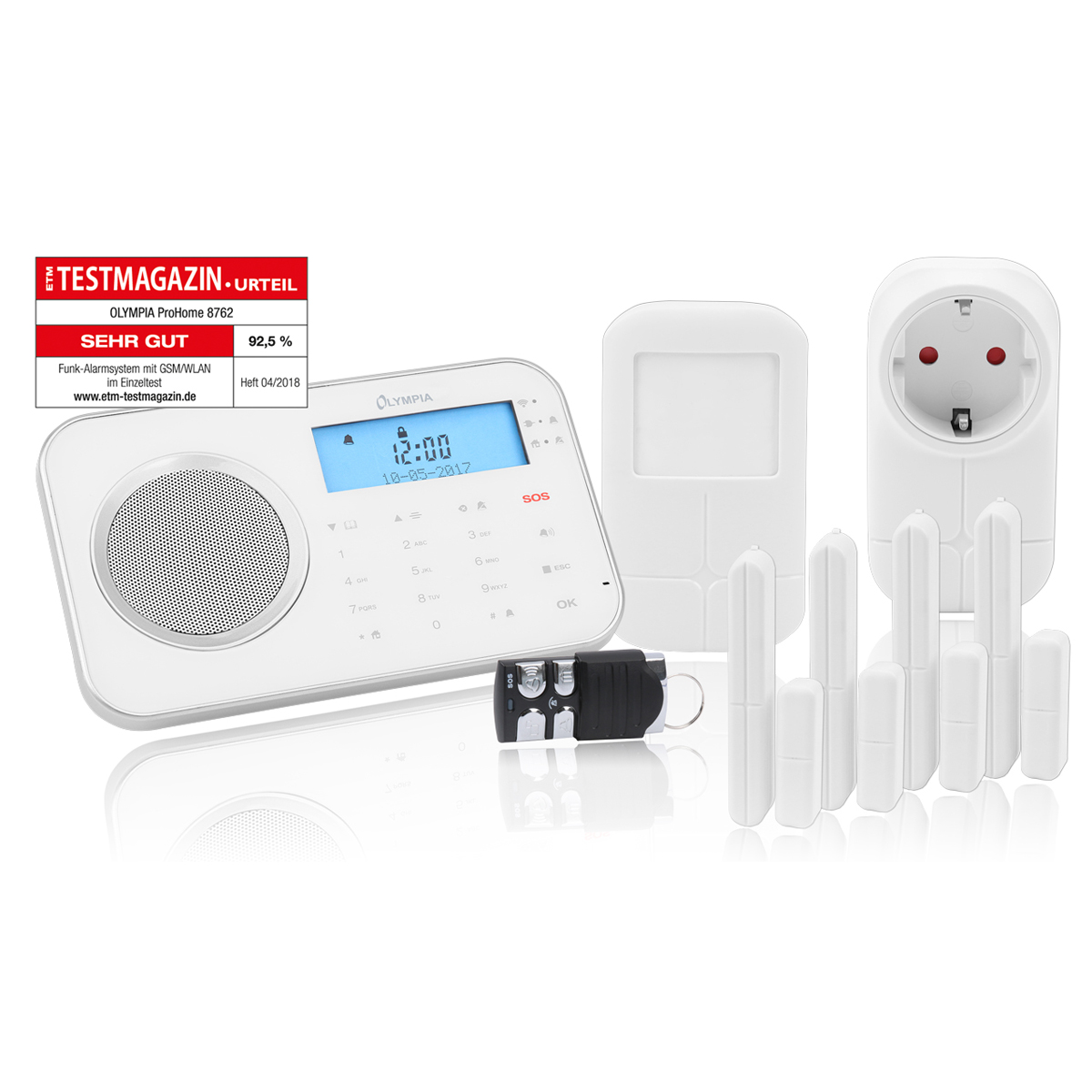 Olympia Prohome 8762 weiß, Funk-Alarmsystem mit WLAN/GSM + Smart Home Funktionen 
