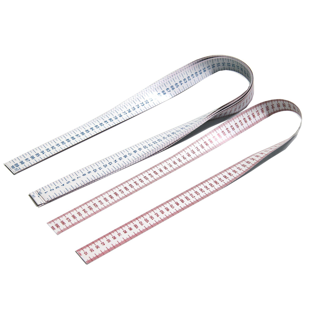 Wissner Maßband 100cm weiß, reißfester & flexibler Kunststofffolie, 10 Stück beiseitig bedruckt mit blauer cm-Skala & rote mm-Skala