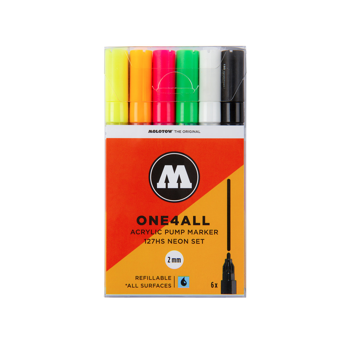 Molotow Acrylmarker ONE4ALL ACRYLIC 127HS 6er Etui, Neon Set, sortiert 