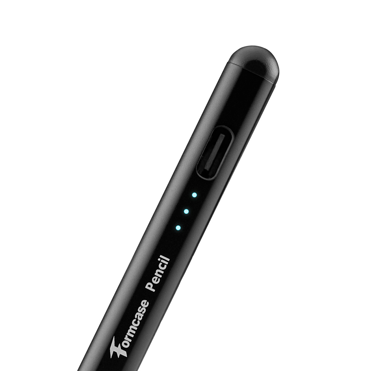 Formcase Smart Stylus Pencil schwarz inkl. 3 Ersatzspitzen, für Apple iPad Modelle ab 2018, USB-C Ladeanschluss