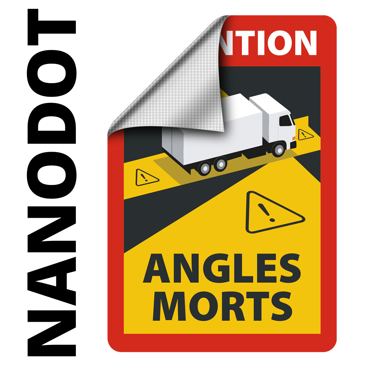 Angles Morts - Toter Winkel Hinweisschild für LKW/Sattelzug nanodot, wiederverwendbar, A5, 5 Stück
