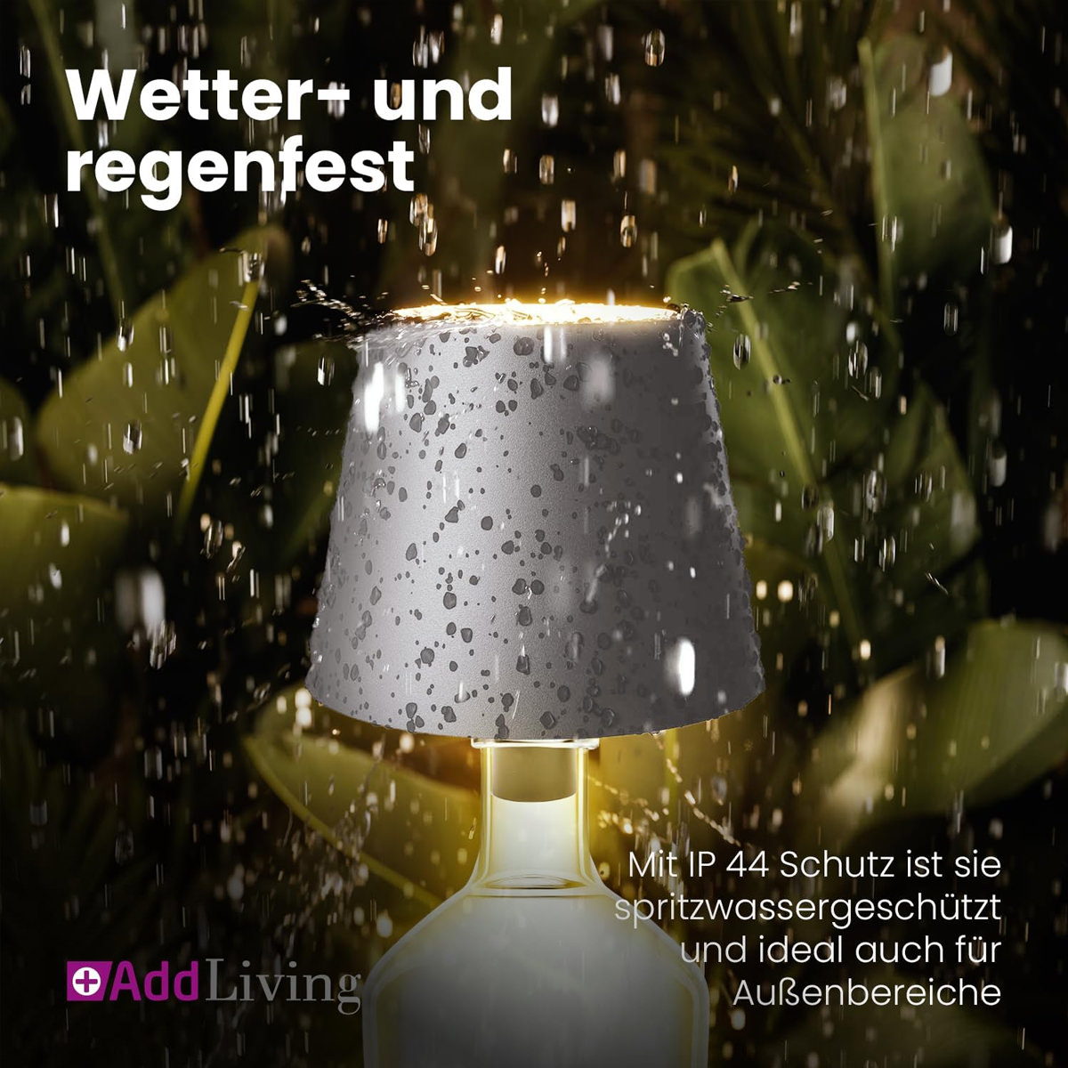 AddLiving LED Flaschenleuchte Grau 