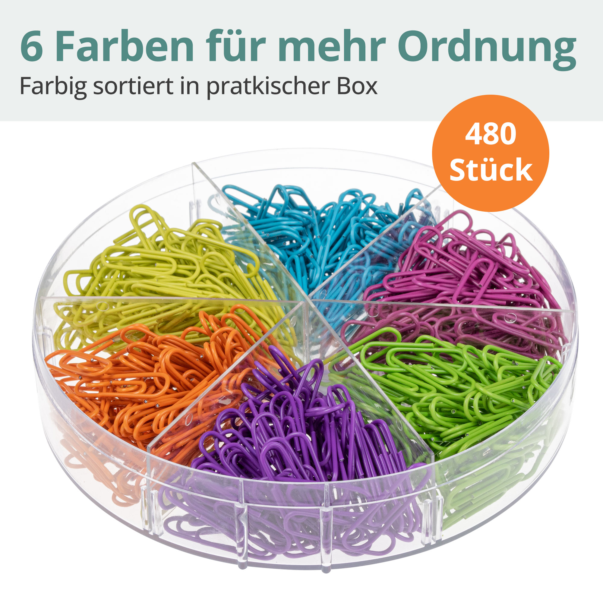 Büroklammern klein 480 Stück in 6 Farben 