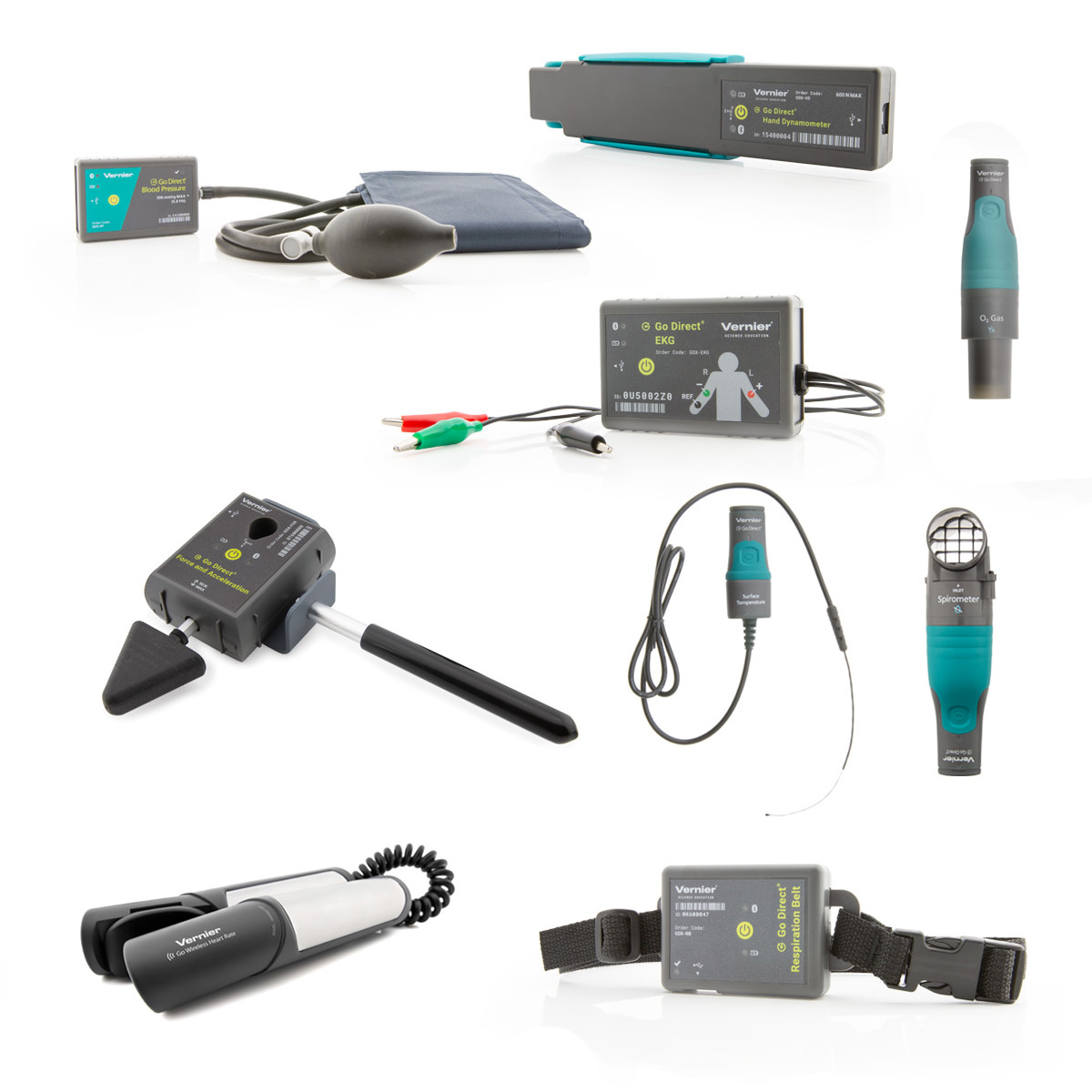 Vernier Physiologie Go-Direct-Deluxe-Package GDP-HP-DX inkl. Sensoren und Zubehör