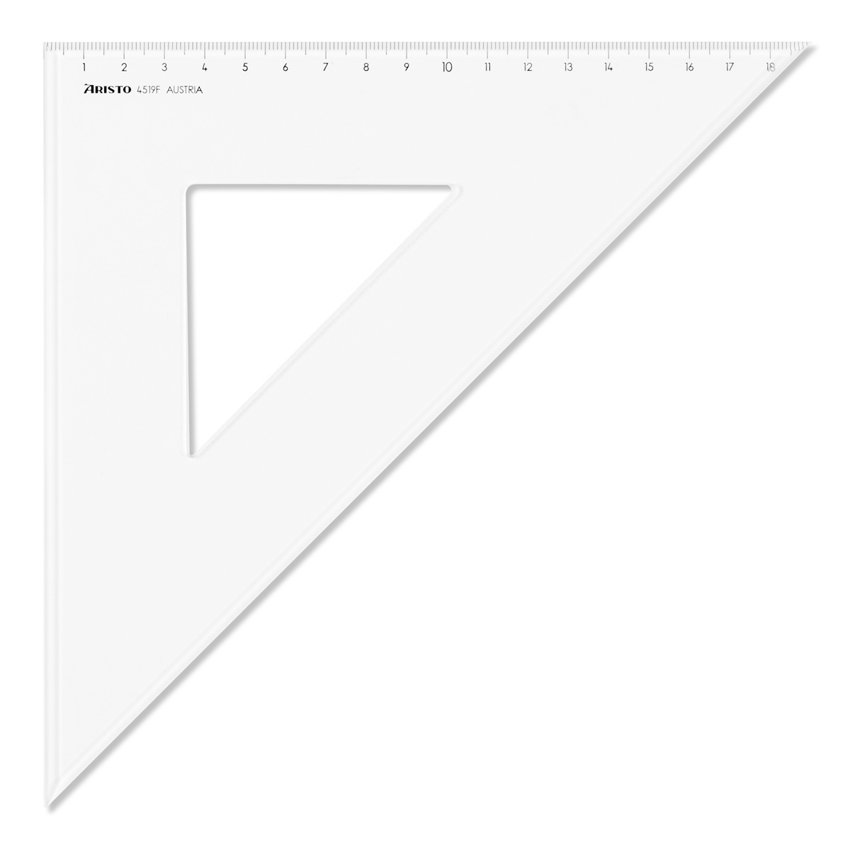 Aristo Dreieck 45 Grad mit Facette Hypotenuse 26,9 cm, Teilung 19 cm 