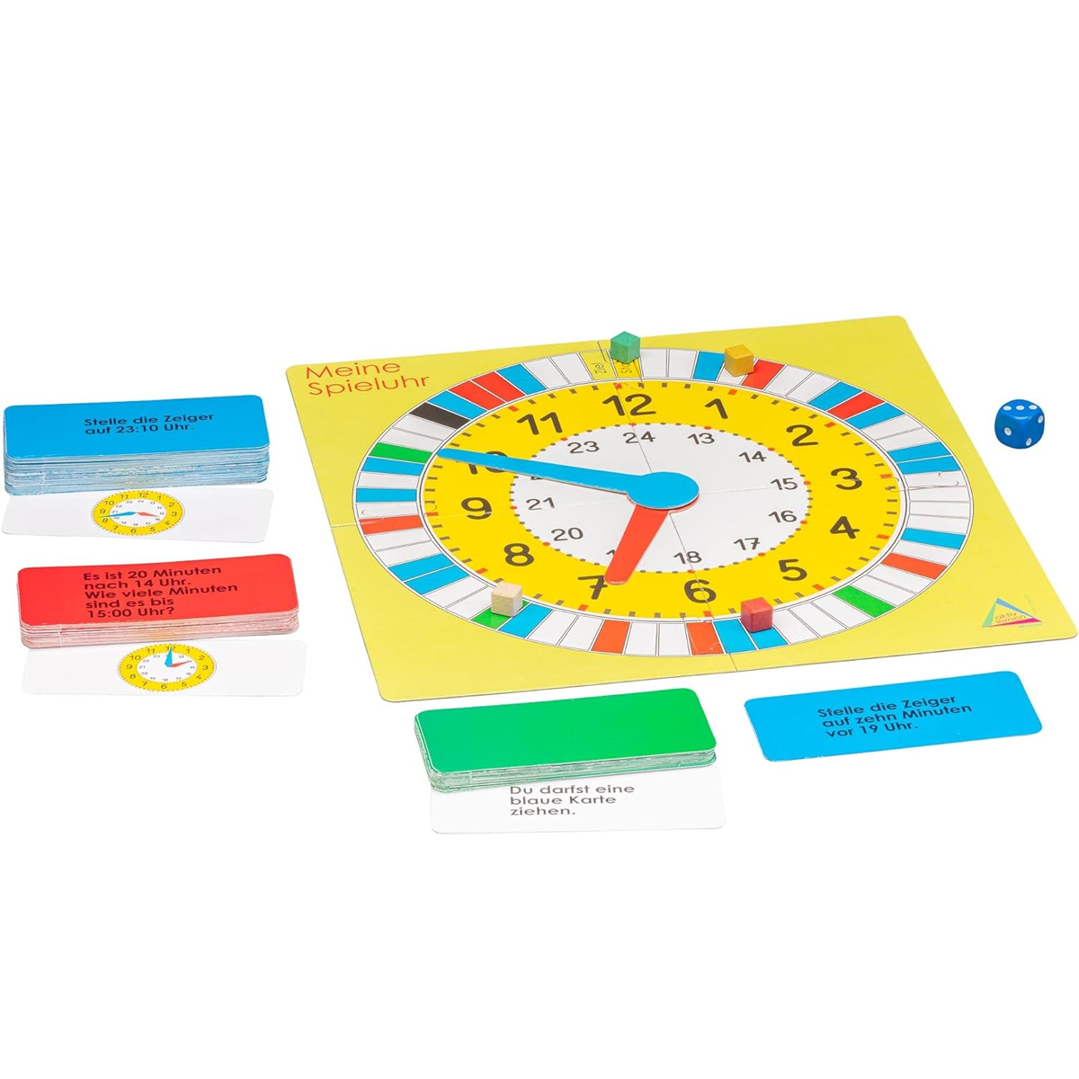 Wissner Mathespiel Uhrzeit mit Spielbrett, 4 Spielsteinen und 90 Aufgabenkärtchen 