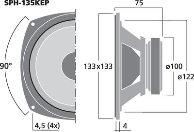 MONACOR SPH-135KEP Hi-Fi-Tiefmitteltöner, 50 W, 8 O
