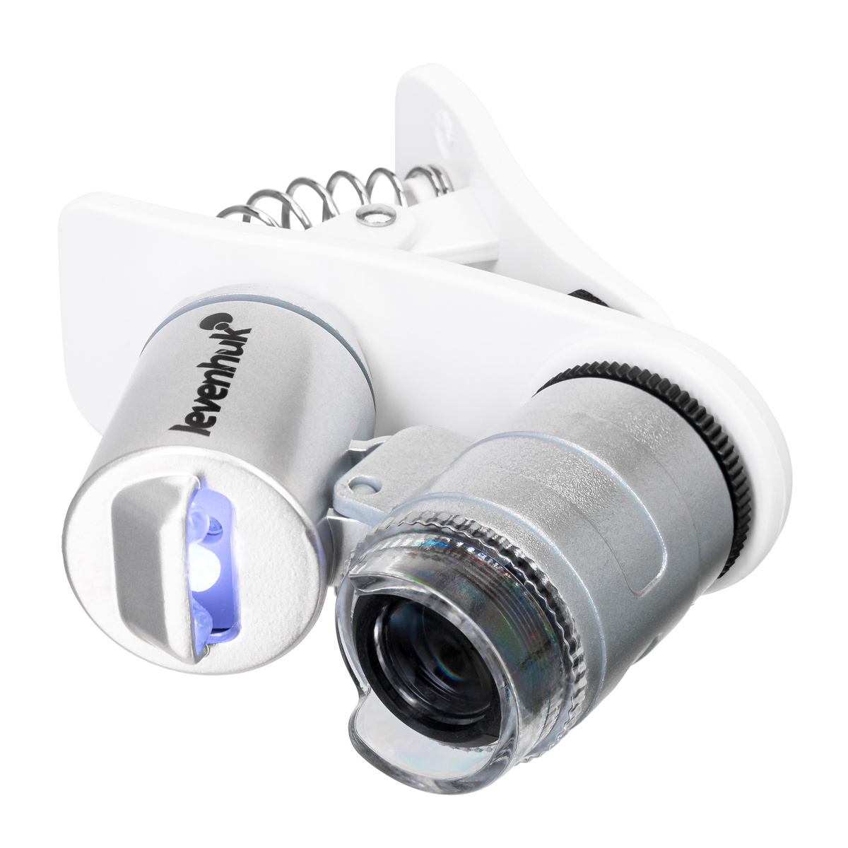 Levenhuk Zeno Cash ZC4 Pocket Mikroskop, 60 fach, LED + UV Beleuchtung, Clip zum Fixieren an einem Mobilgerät