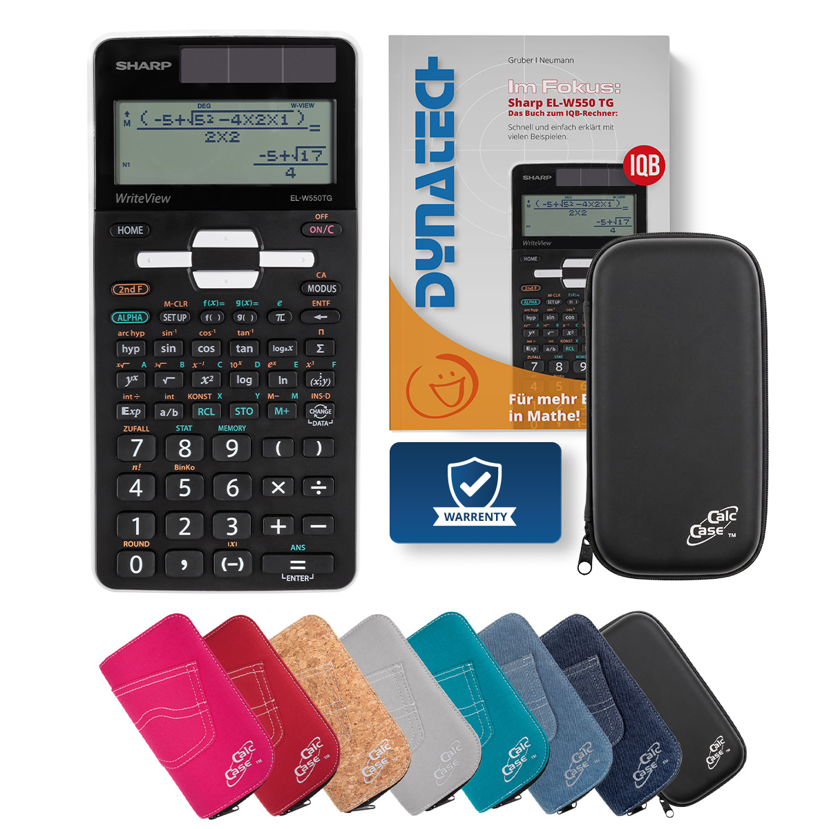 Sharp EL-W550TG Schulrechner Classic Bundle mit Schutztasche und Fachbuch 