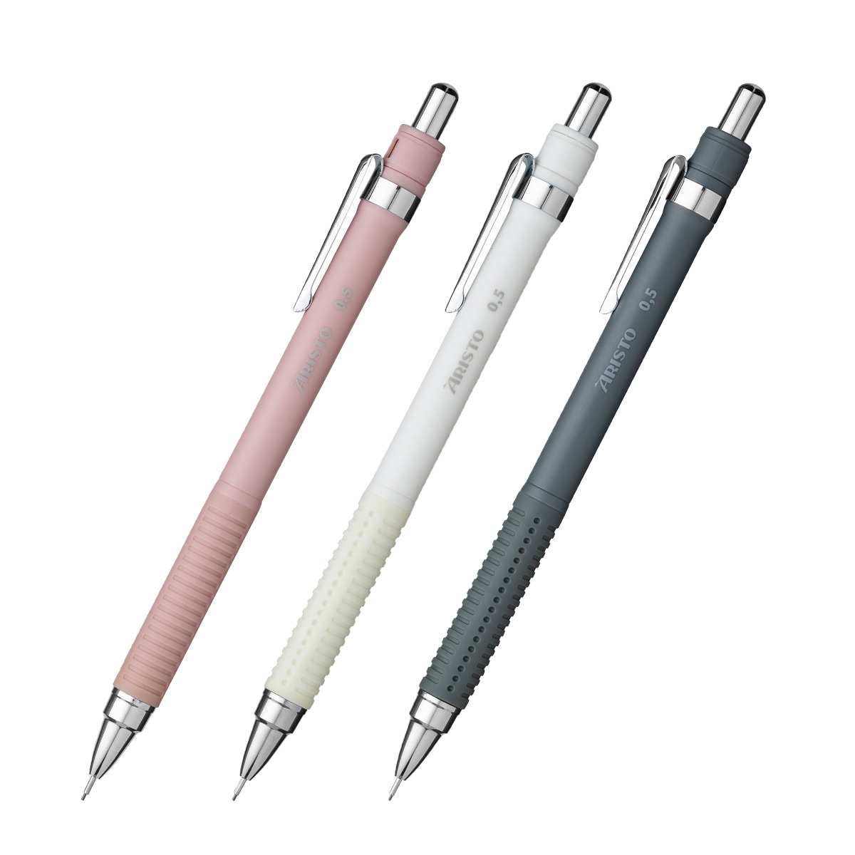Ari Feinminenstifte Mat Series, 0,5 mm, mit Gummigriffzone, Metallclip 