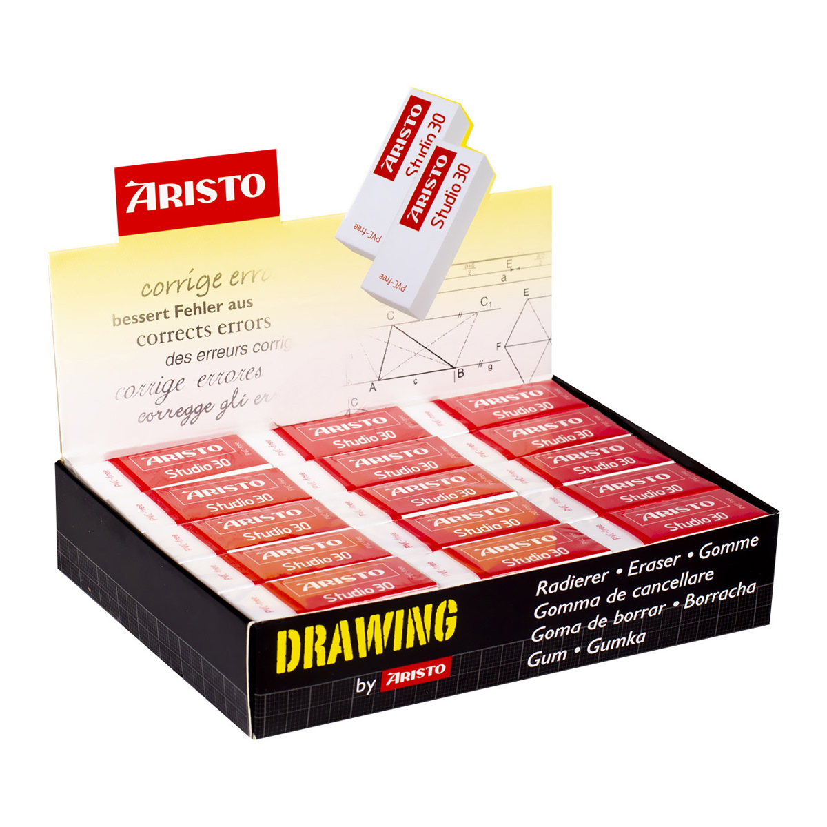Aristo Radierer Studio 30 Blei-/Farbstiftlinien, 41 x 17 x 12 mm 
