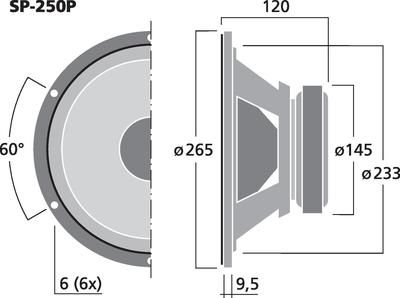 MONACOR SP-250P Tieftöner, 100 W, 8 O