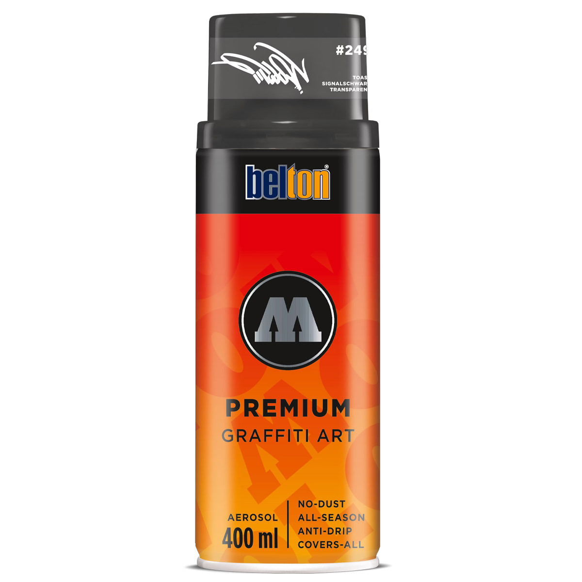 Molotow Sprühdose belton Premium Transparent Nr. 249 TOAST signalschwarz, 400 ml 