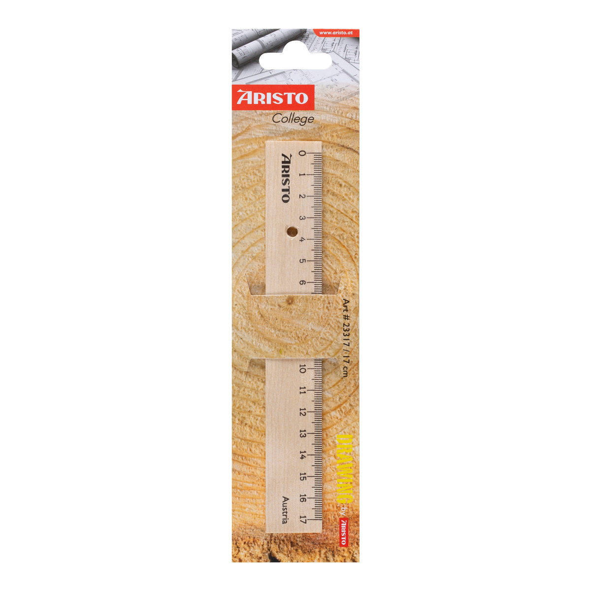 Aristo College Holzlineal 17 cm Birkenholz, Stahlkante, im Blister 