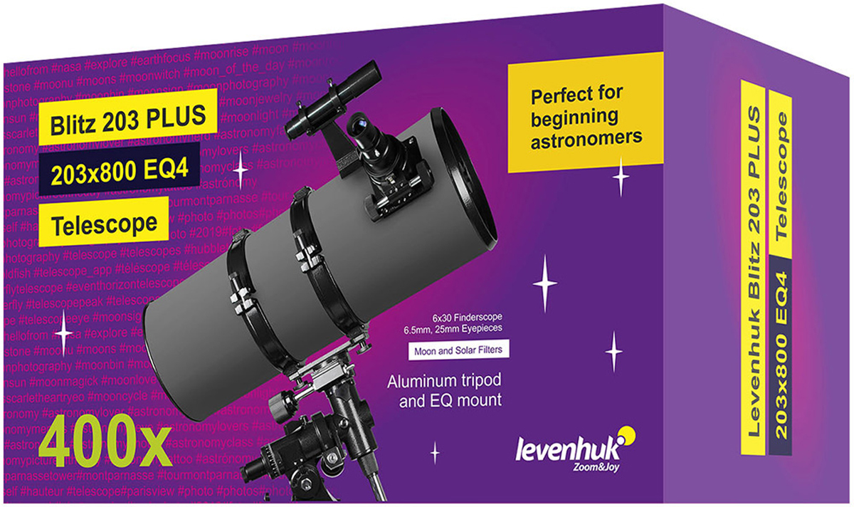 Levenhuk Blitz 203 PLUS Telescope 406x, Reflektor mit 800 mm Brennweite, f/4, äquatorial 