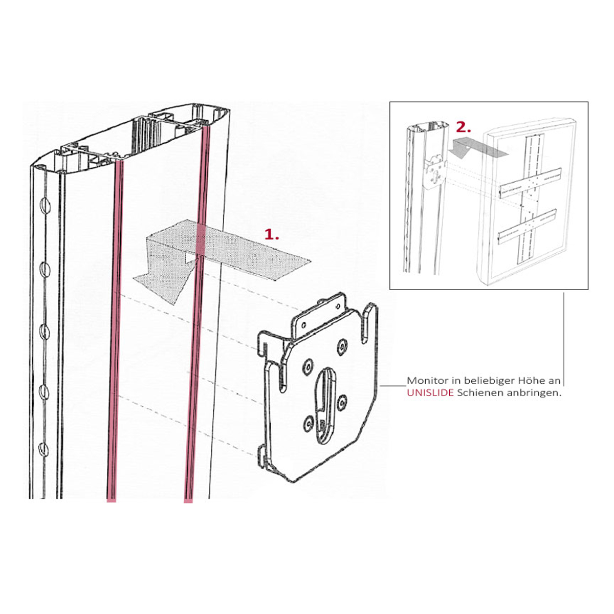 SMS Flatscreen X FH M1105 WS Fahrgestell, höhenverstellbar Rollgestell für Bildschirme bis 50 kg