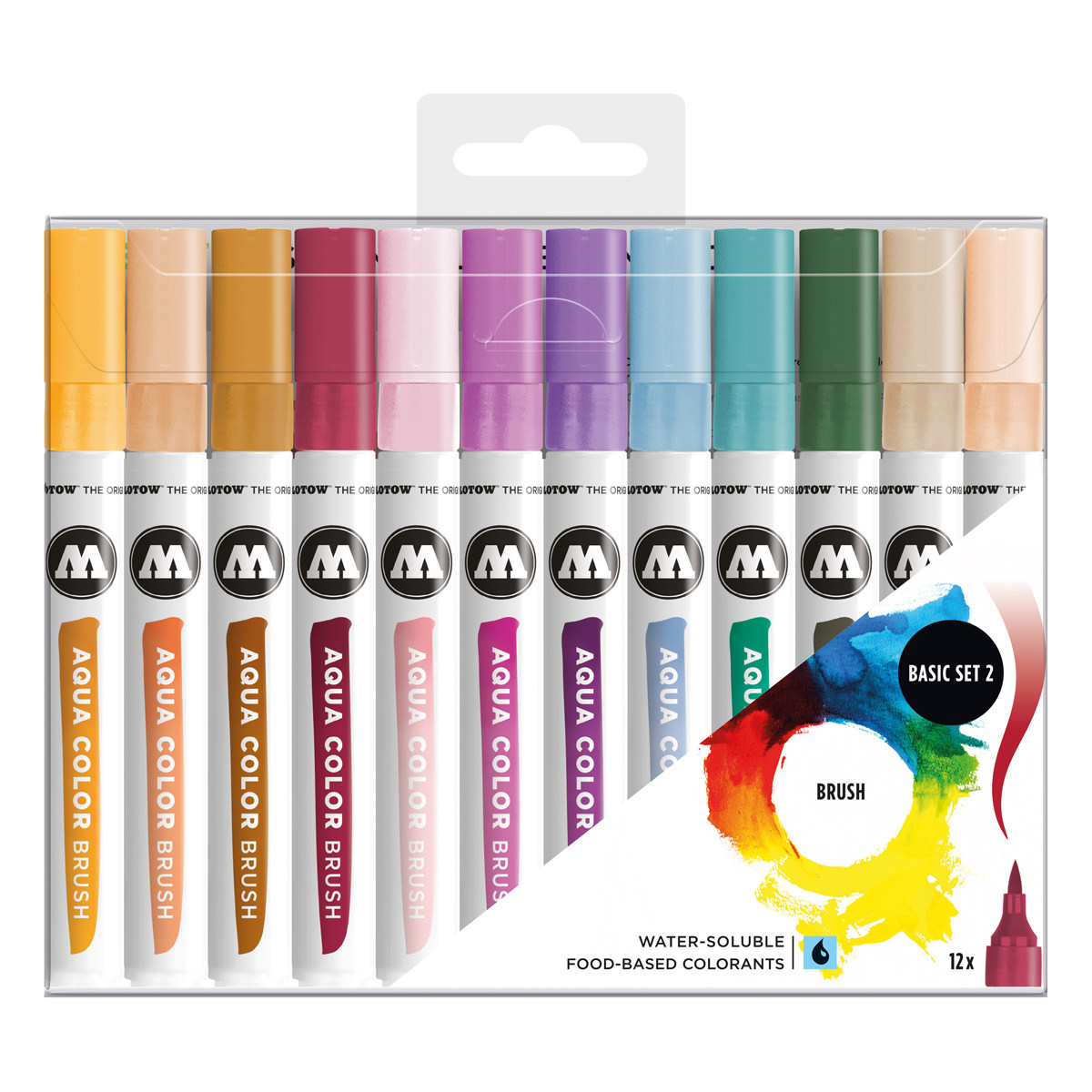 Molotow Marker AQUA COLOR BRUSH 12er Etui, Basic Set 2, sortiert 