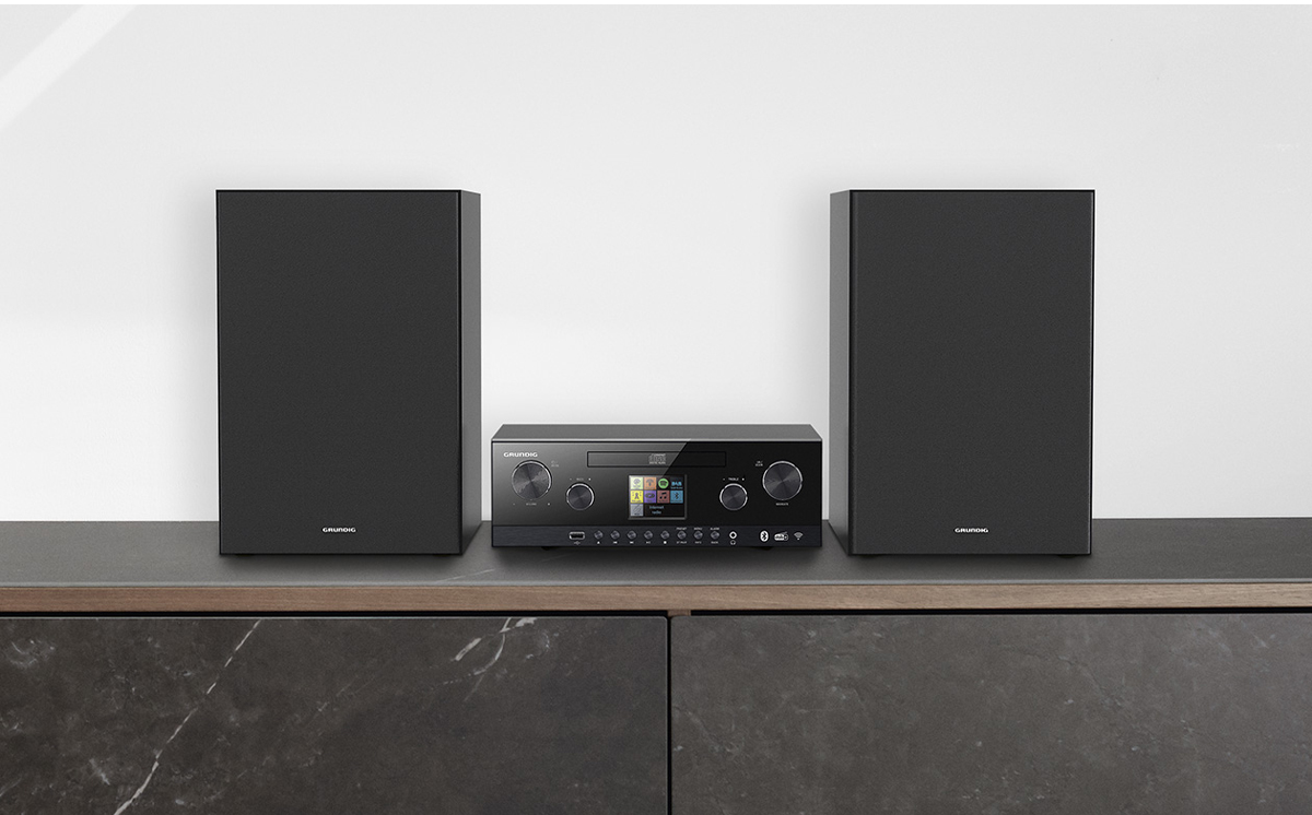 Grundig CMS 5000 BT DAB+ WEB Audio-Mini-Anlage schwarz, CD-Player, 2x 50 Watt, 3-Wege-System, Wecker