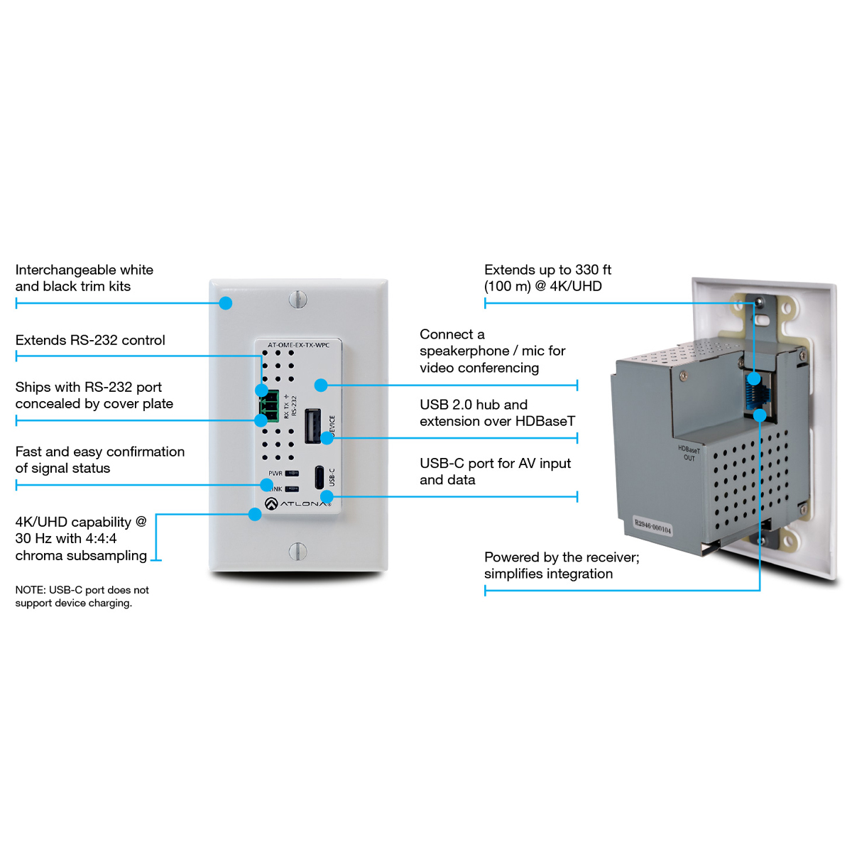 Atlona AT-OME-EX-TX-WPC HDBaseT Transmitter, Switcher