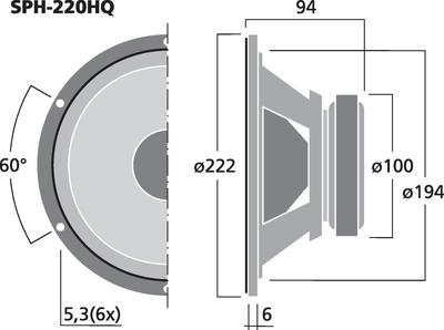 MONACOR SPH-220HQ High-Quality-Hi-Fi-Tieftöner, 100 W, 8 O