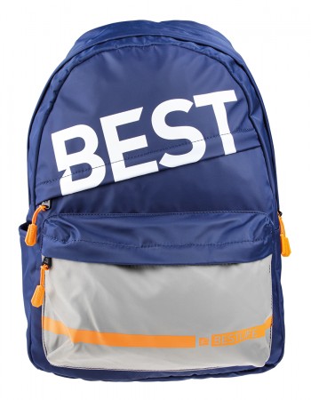 BestLife Schulrucksack für Laptop und Tablet bis 15,6 Zoll Smartphonefach blau / grau / orange