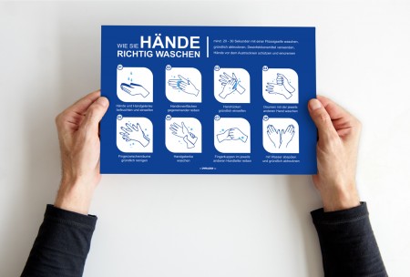 Hinweisschild für allgemeine Händewasch-Regeln A4 die 8 wichtigsten Regeln zum Händewaschen, sk