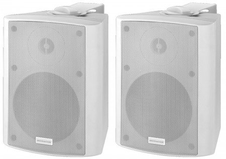 MONACOR MKA-50SET/WS Aktives 2-Wege-Stereo-Lautsprecherboxen-System, 2 x 20 W