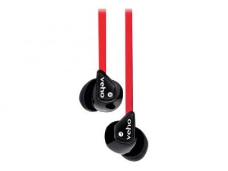 Veho Z1 Stereo-In-Ear-Kopfhörer,geräuschiso. mit Flex-Anti-Tangle-Cord-System,rot