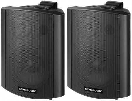 MONACOR MKA-60SET/SW Aktives 2-Wege-Stereo-Lautsprecherboxen-System, 2 x 15 W