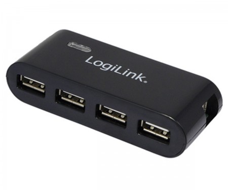 LogiLink USB 4-Port Hub - schwarz - mit Netzteil mit 4 USB 2.0-Anschlüssen