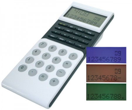 M-abacus 10387 anzeigender Design-Tischrechner 2zeil.+10st.+3farb. Display, Uhr, %, OFF