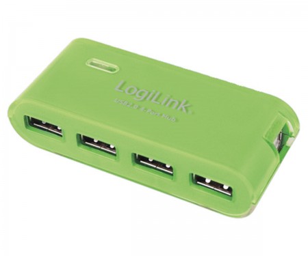 LogiLink USB 4-Port Hub - grün - mit Netzteil mit 4 USB 2.0-Anschlüssen