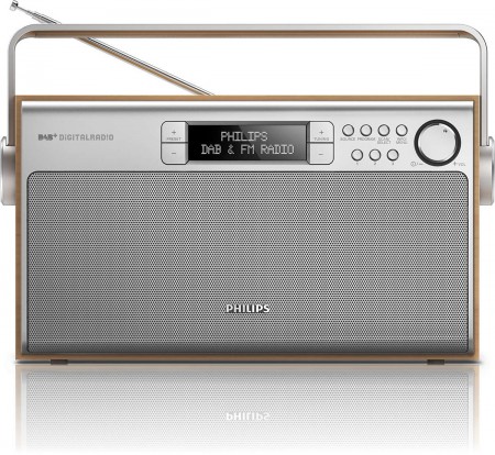 Philips tragbares Radio AE5220/12, DAB+/FM, Stereo 20 Presets, Low battery indicator, Holz, Silver