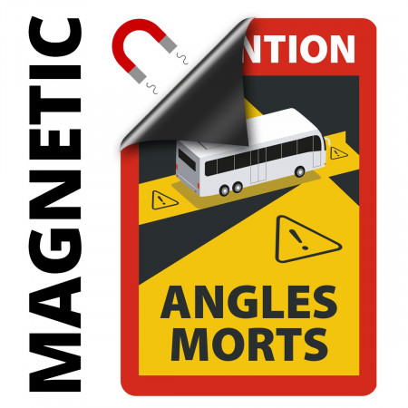 Angles Morts - Toter Winkel - Schild magnetisch A5 4 Stück, Hinweisschild Bus-Wohnmobil
