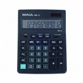 MAUL Tischrechner MXL 12 / 12 stellige LCD-Anzeige / Solar- und Batteriebetrieb / Schwarz