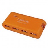 LogiLink USB 4-Port Hub - orange - mit Netzteil mit 4 USB 2.0-Anschlüssen