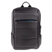 BESTLIFE Batoh TravelSafe Rucksack für Laptop bis 15,6 Zoll USB schwarz/blau