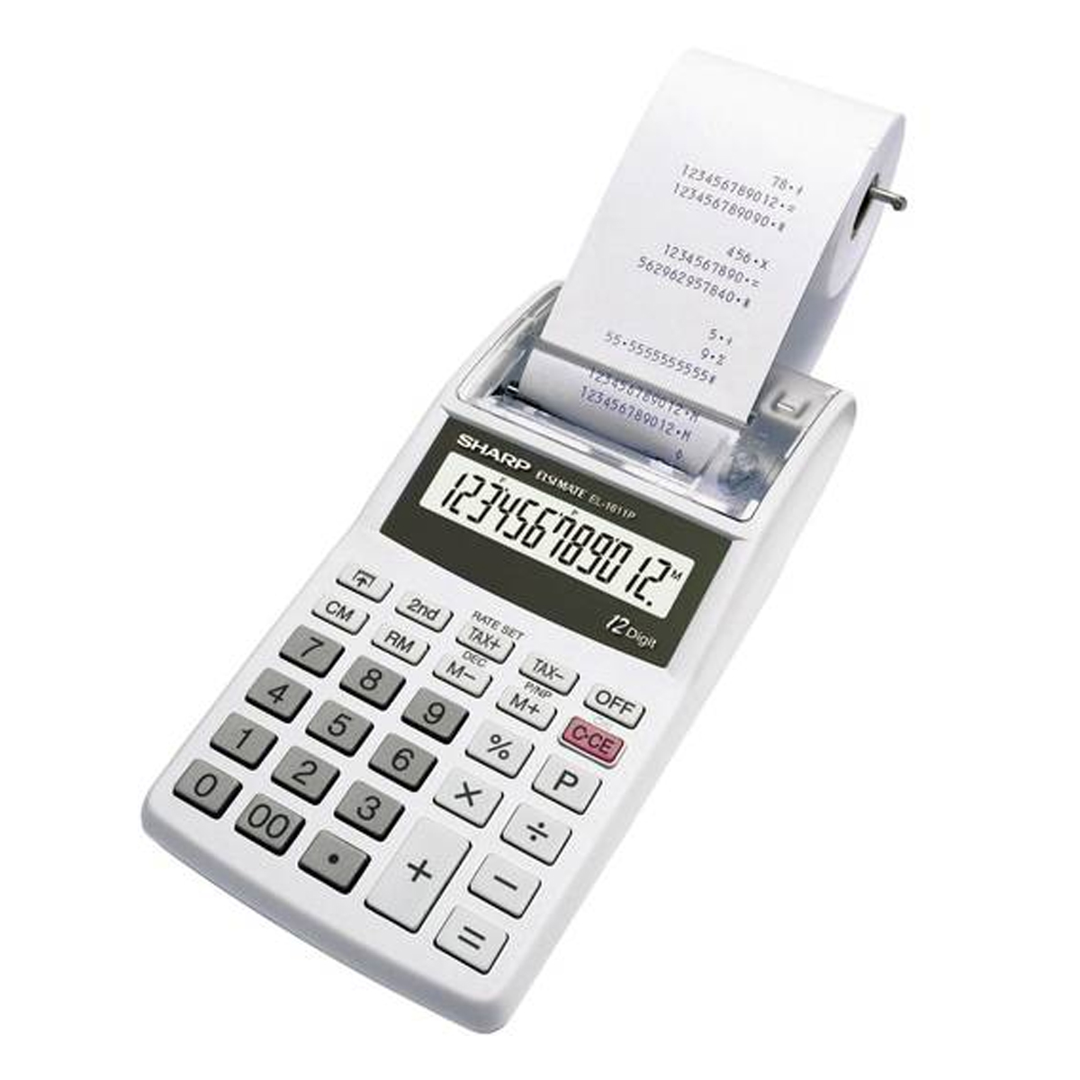 Sharp EL-1611 V druckender Tischrechner weiß, LCD, 12-stellig, Batteriebetrieb, exkl. Netzadapter