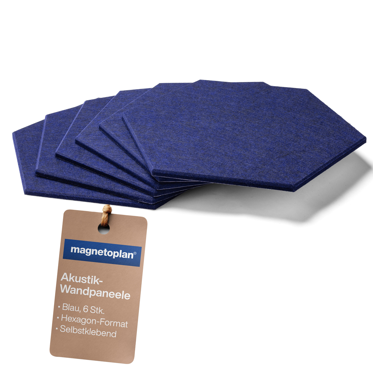 Magnetoplan Akustik-Wandpaneele Hexagon 37x32x0,9cm, blau selbstklebend 