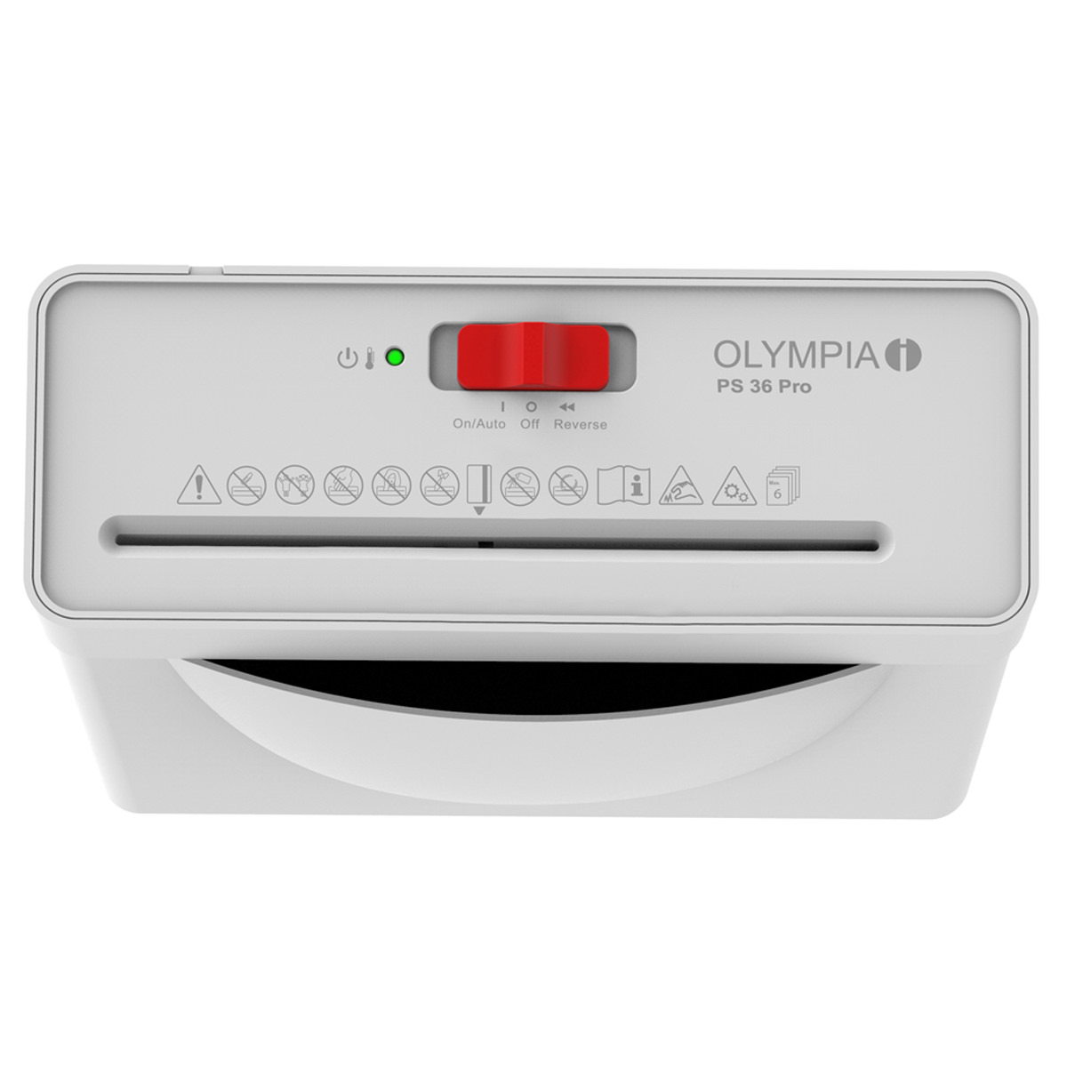 Olympia PS 36 Pro Aktenvernichter, weiß, 6 Blatt, Streifenschnitt 