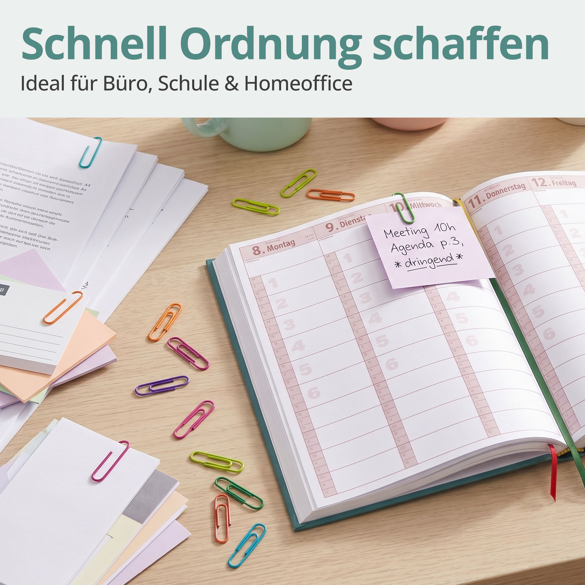 Büroklammern klein 480 Stück in 6 Farben 