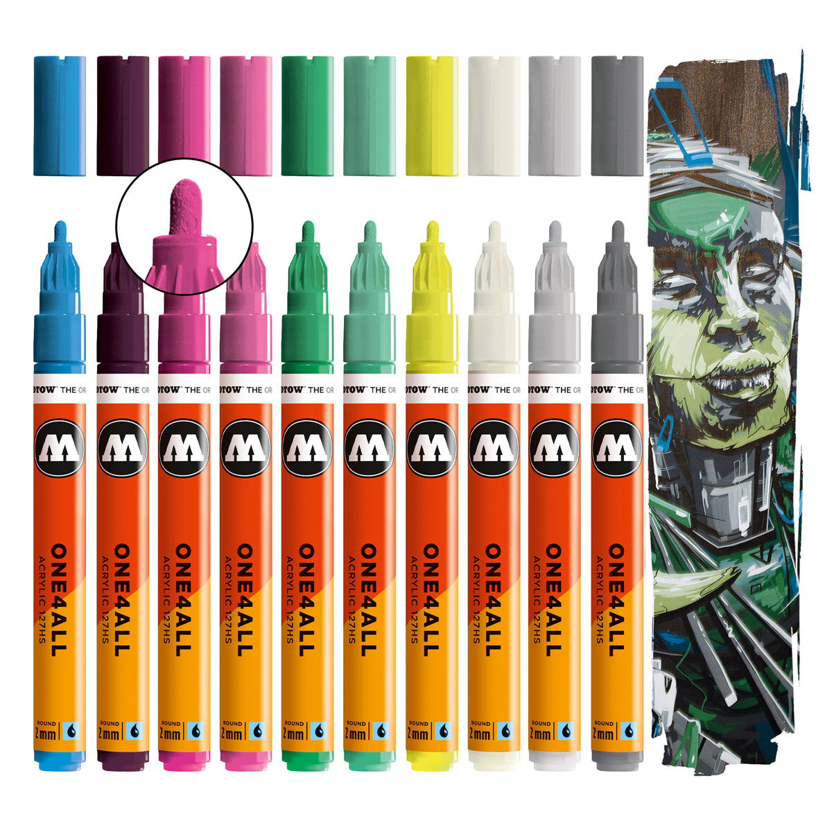 Molotow Acrylmarker ONE4ALL ACRYLIC 127HS 10er Etui, 2 mm, Basic Set 3 