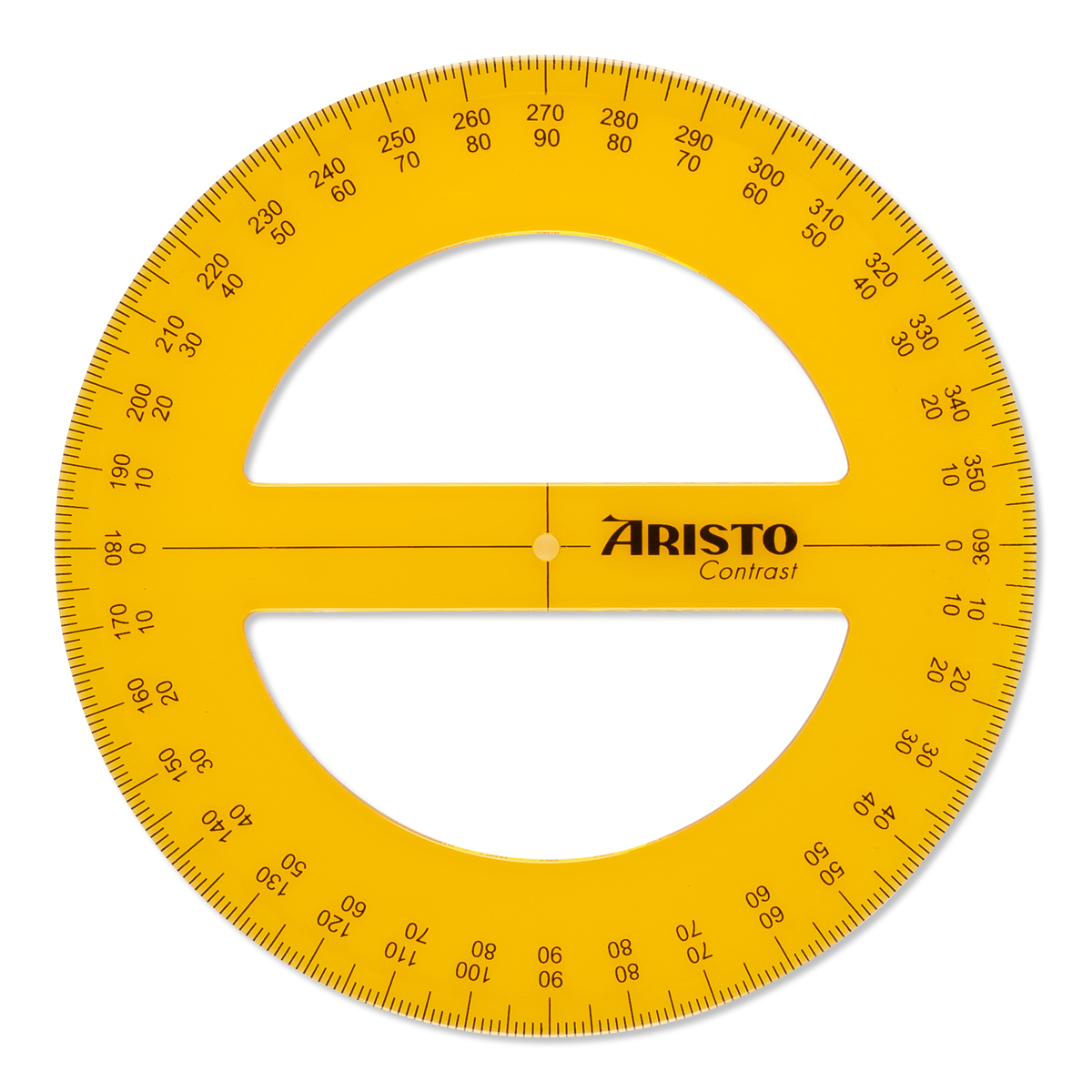 Aristo Contrast Vollkreis-Winkelmesser 360 Grad, Durchmesser 12 cm, orange 