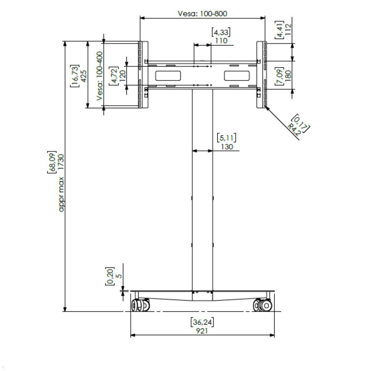 SMS K12-025-EU-7 Displayhalterung, für Displays bis 75'', 50 kg Tragkraft, silber 