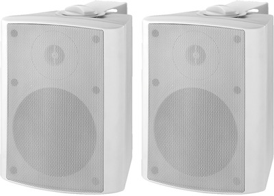 MONACOR MKA-50SET/WS Aktives 2-Wege-Stereo-Lautsprecherboxen-System, 2 x 20 W